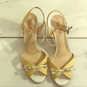 Soft yellow and white summer heels